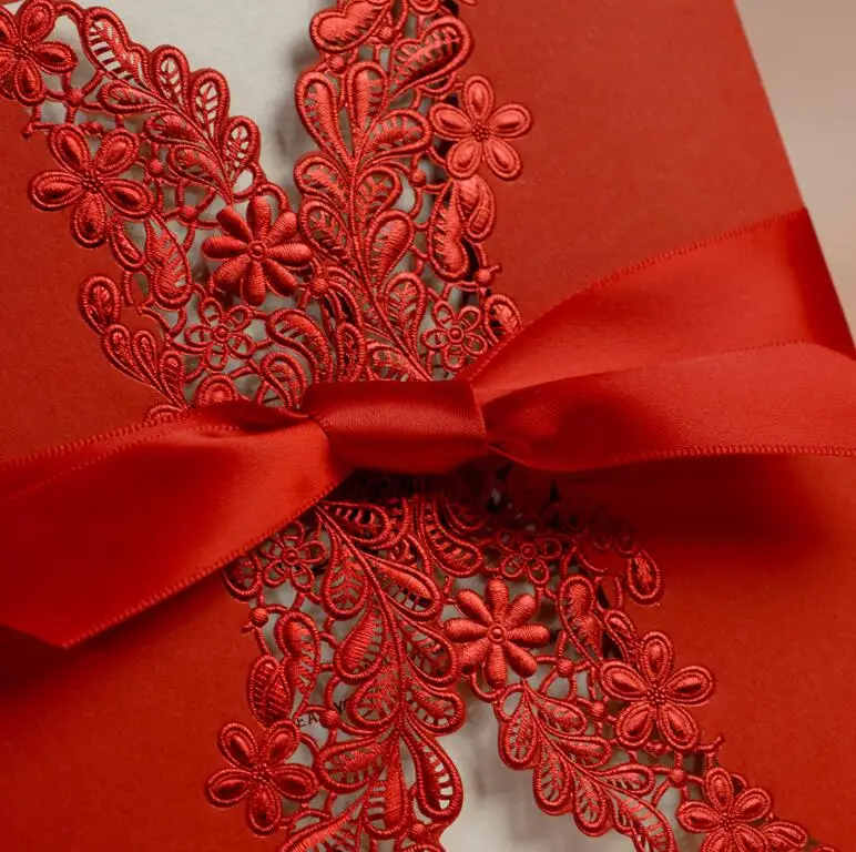 Красный белый лазерный разрез класса люкс с цветочным принтом и бантом свадебные