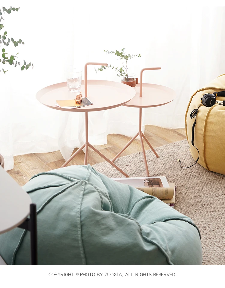 

Nordic Iron Network Red Small Coffee Table Simple Removable Sofa Side Corner Balcony Balcony Bedside Small Round Table