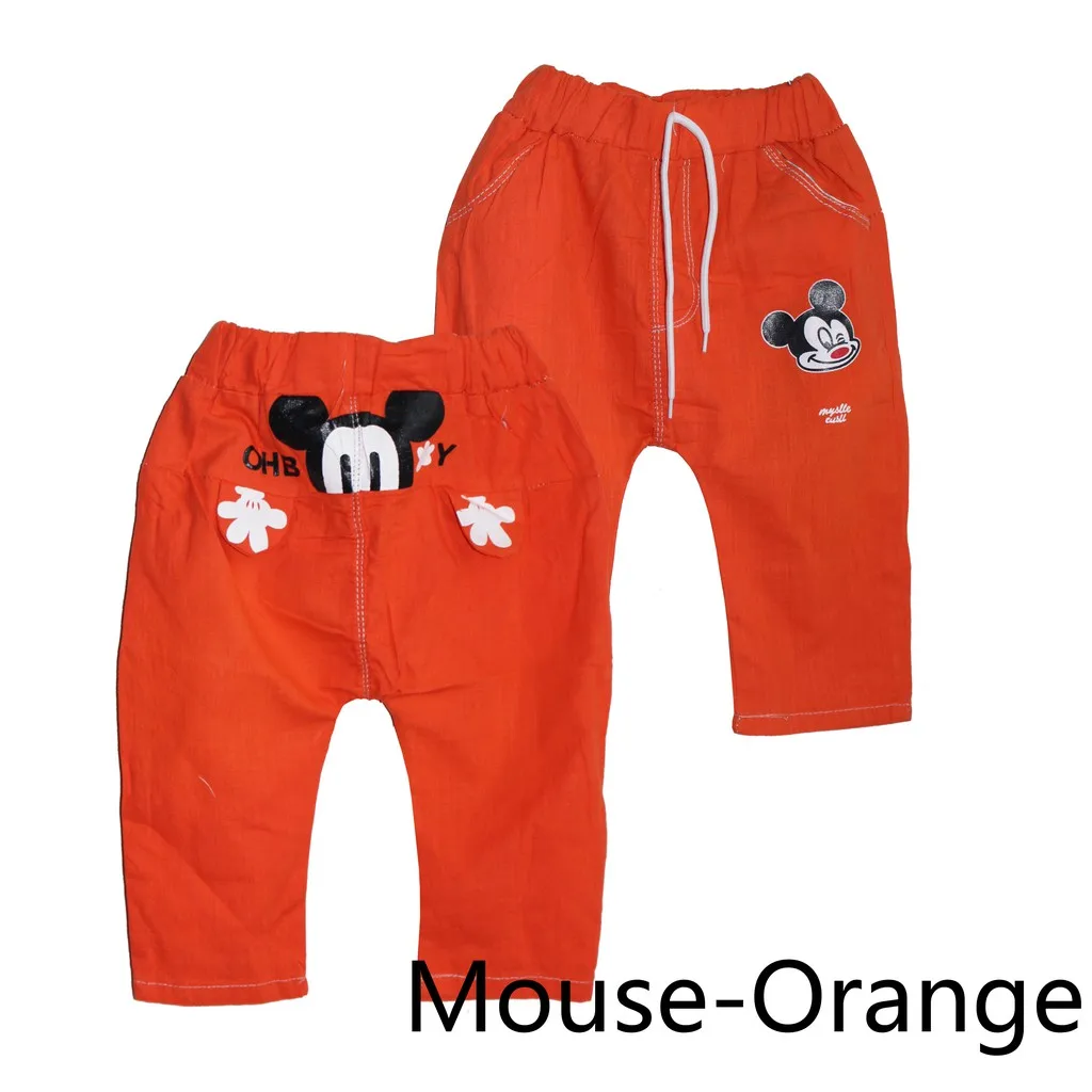 Детские эластичные брюки для мальчиков и девочек хлопковые льняные до колена