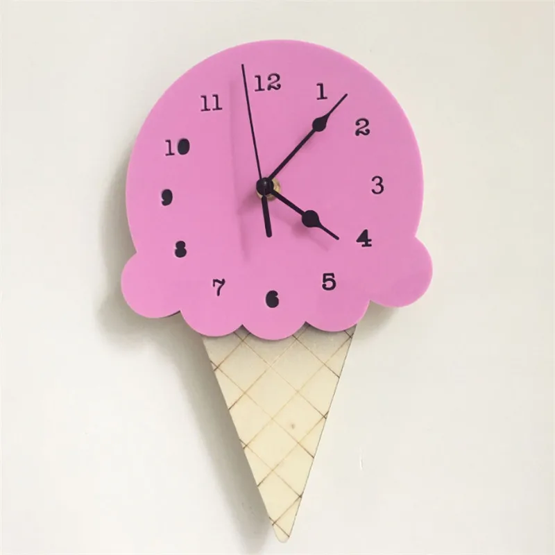 Скандинавские в форме мороженого деревянные настенные часы мультфильм тихие