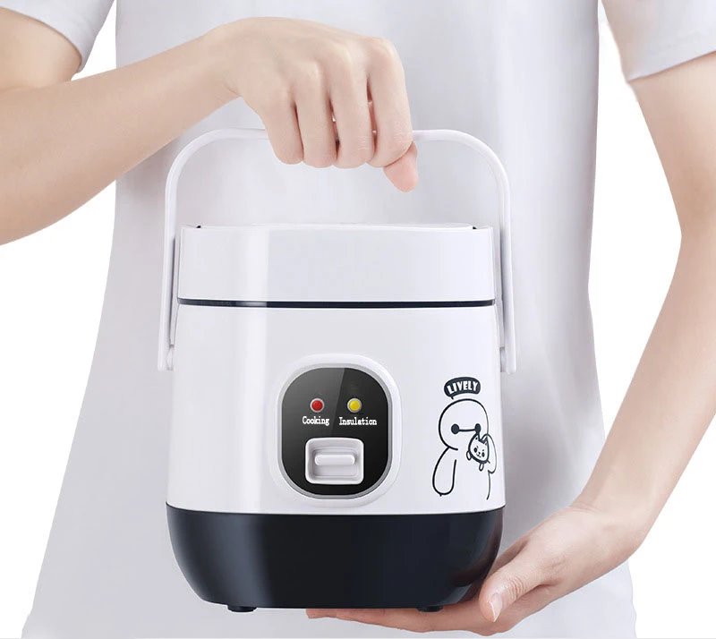 

1.2L Mini Electric Rice Cooker Small Food Cooking Machine Eggs Meal Steamer 220V Porridge Soup Stew Heating Pot Lunch Box Warmer