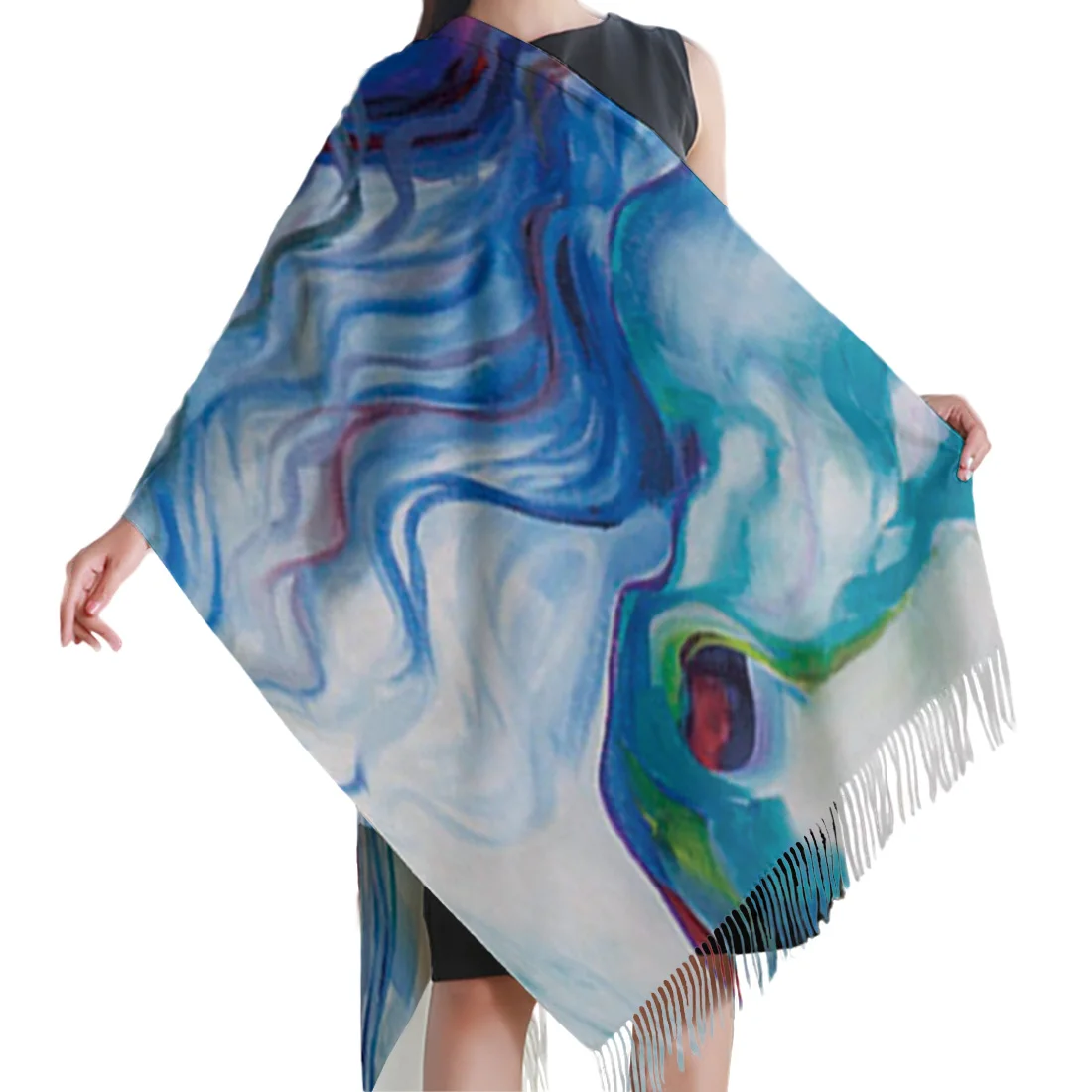 Абстрактные лошади Акварельная живопись шарф унисекс толстые теплые зимние