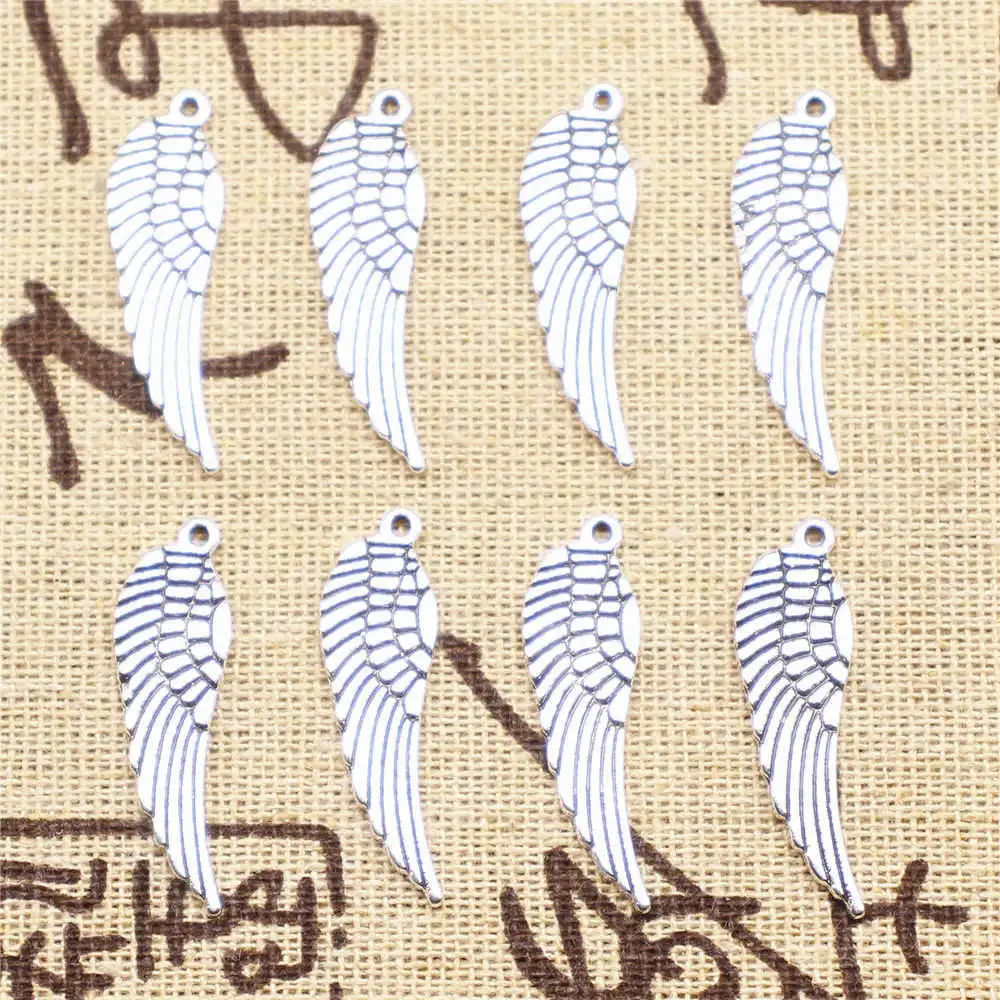 

Wing Charms Supplies For Jewelry Making Kit Antique Silver Color 20pcs 31x9mm