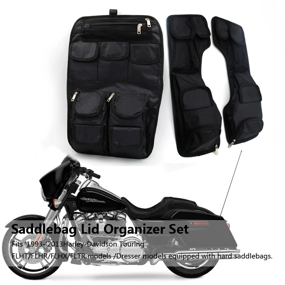 

Motorcycle Black Hard Saddlemen Saddlebag Tour Pak Lid Organizer Internal Bag Set For Harley Touring Models 1993-2013 12 11 10