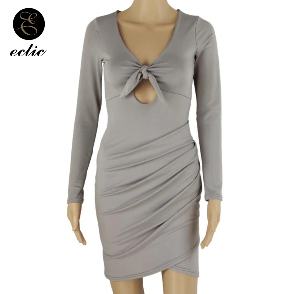 Сексуальное Плотный Платье Мини Глубокий V-Образным Вырезом Подходящий