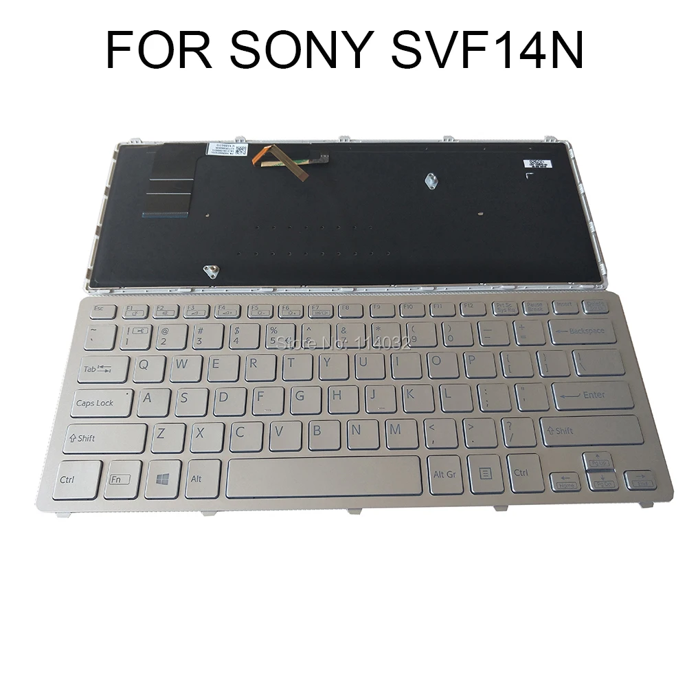 Сменная клавиатура с подсветкой SVF14 для SONY Vaio SVF14N английская серебристая рамкой