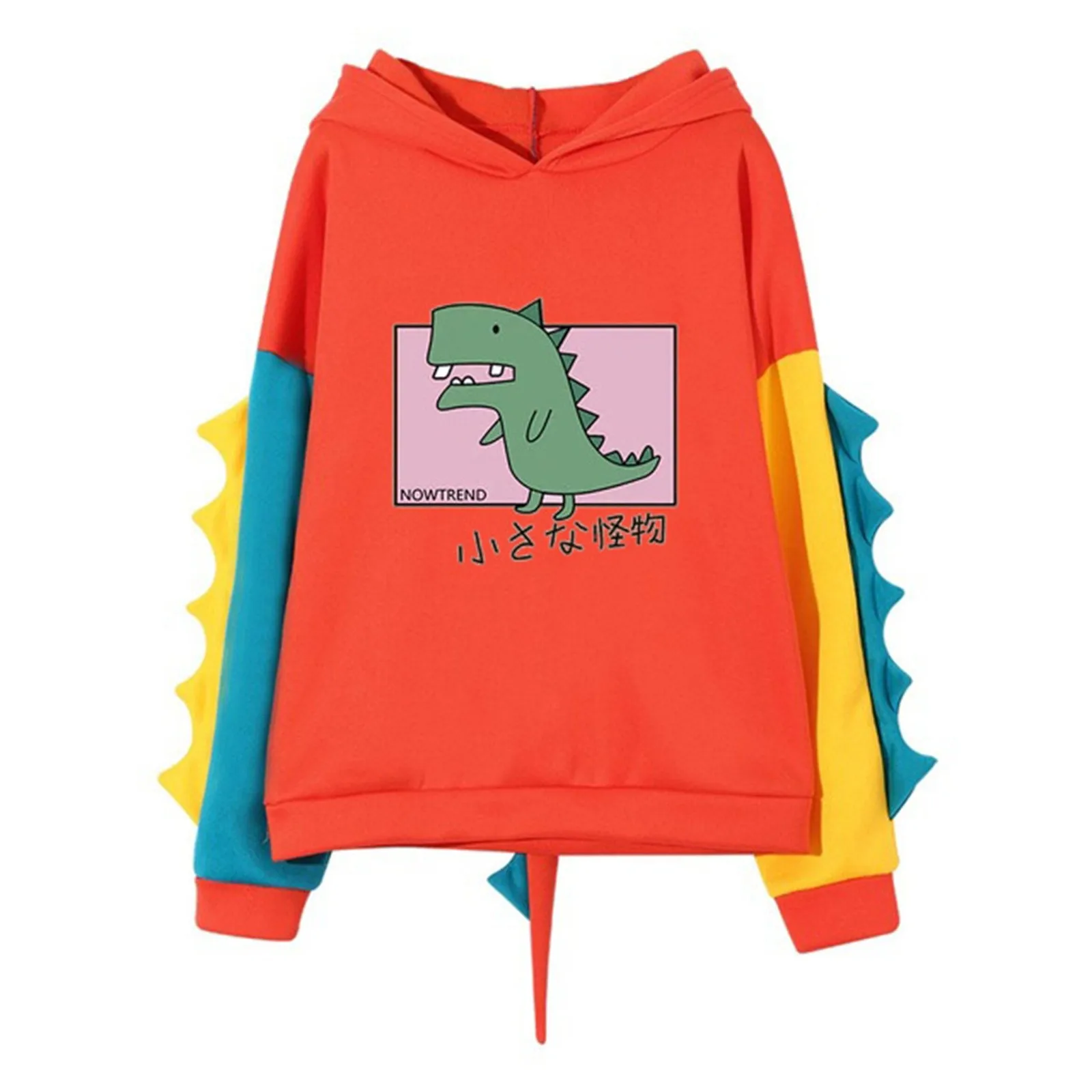 Outwear Hoodie Fashion Women Casual Print Long Sleeve Splice Dinosaur Sweatshirt Tops Sudaderas Con Capucha Women's Sweatshirt