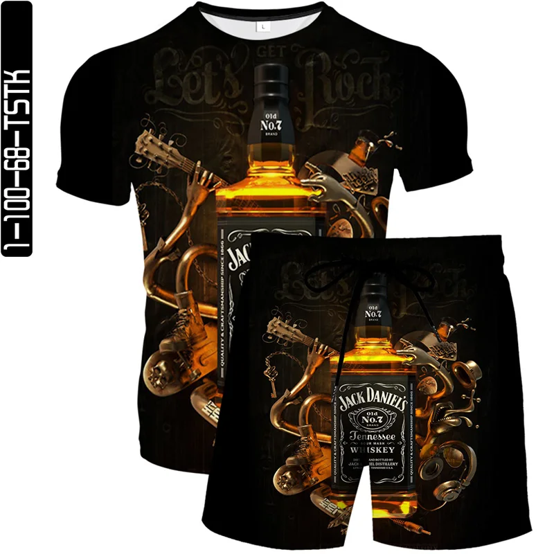 

Beer 3D printing two-piece summer short-sleeved baseball T-shirt + casual shorts 2021 hot sale fashion streetwear S-6XL