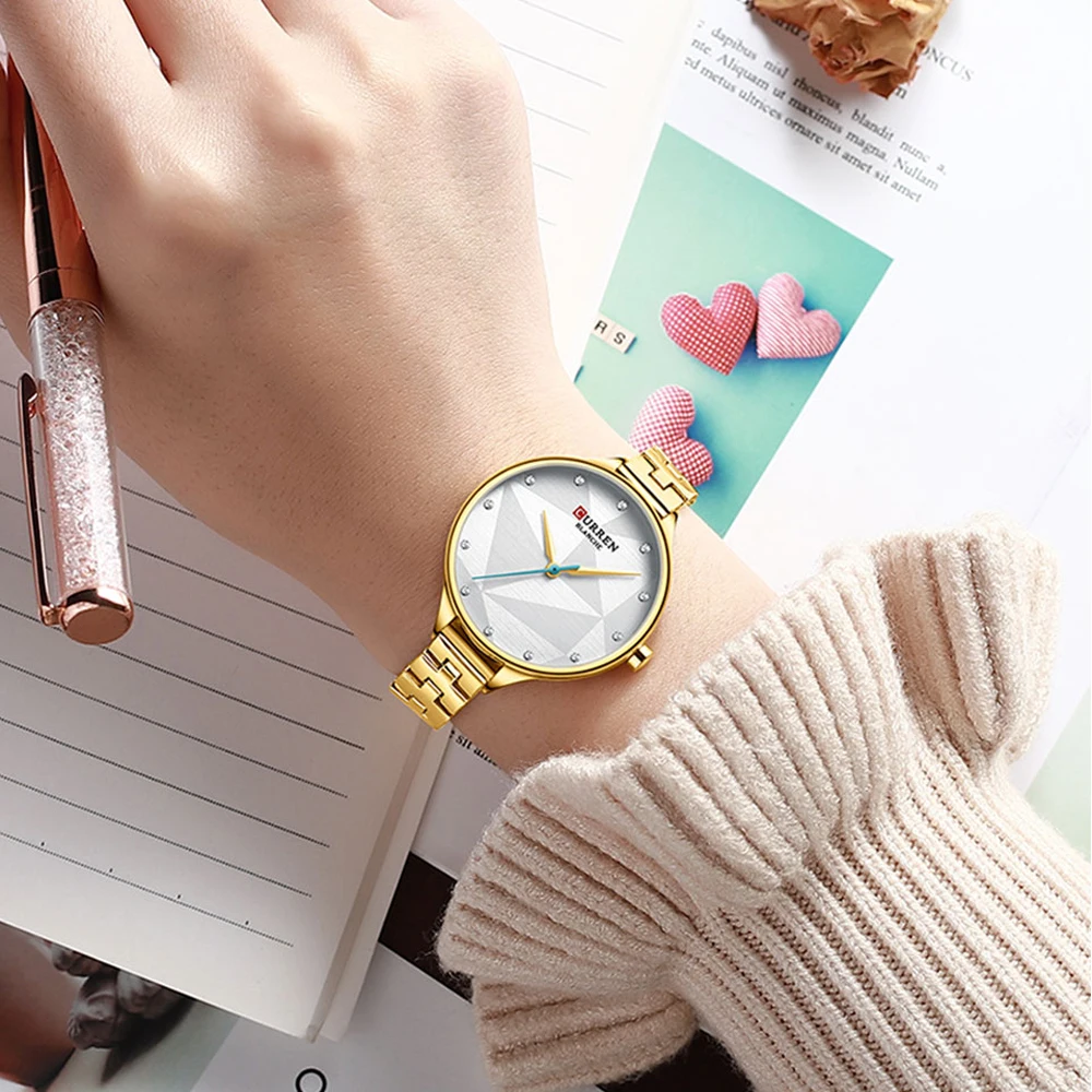 

CURREN Classy Quartz Watches Women Creative Design Wristwatch with Stainless Steel Female Clock Ladies Dress Bracelet Watch
