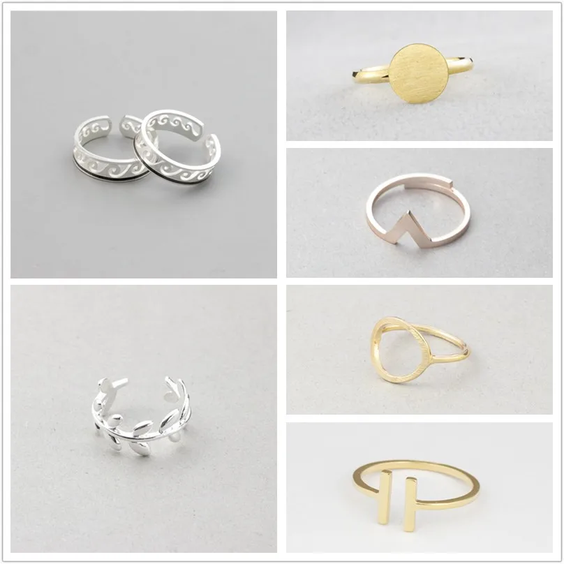 Женские Геометрические кольца регулируемые круглые с треугольным сердцебиением