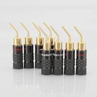 8pcs audiocrast 2mm banana plug gold plated speaker cable pin angel wire screws lock connector for musical hifi audio