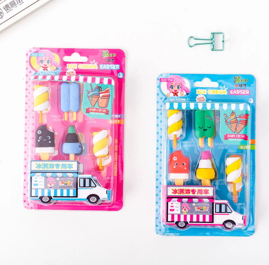 Одежда для сна с милыми и забавными Мороженое поп ручки Ластик Набор карандашей