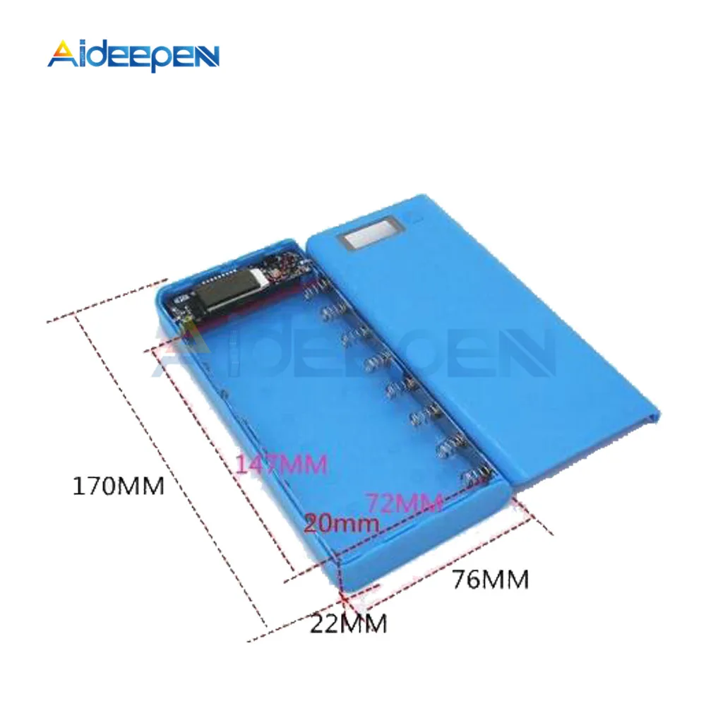 Blue 8x18650 Батарейный блок зарядное устройство держатель пластиковый корпус DIY Kit 18650 Сотовый ЖК-дисплей USB порт без батареи - Цвет: Blue