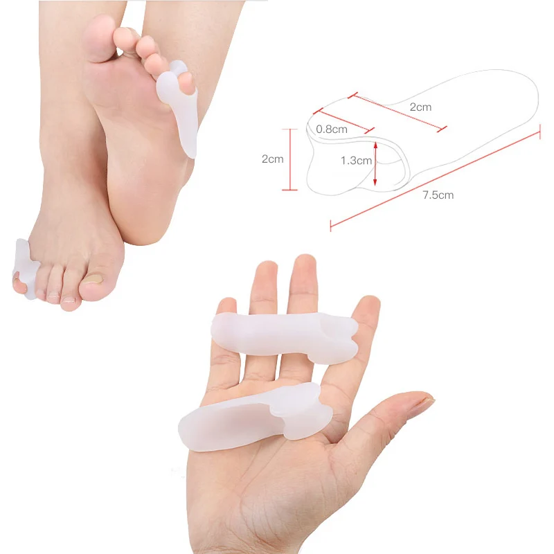 

Pexmen 2Pcs Gel Toe Separators Feet Care Hallux Valgus Orthotics Corrector Insoles Toes Device Foot Massager Skin/Transparent