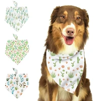 pet neckerchief cat dog saliva scarf adjustable collar cactus plant printed bib triangular bandage