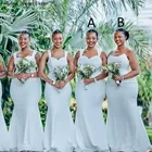 Официальные белые платья подружки невесты с блестками, модель 2022, женское платье для свадебной вечеринки