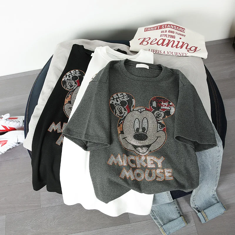 Женская футболка с короткими рукавами летняя хлопковая свободная коротким