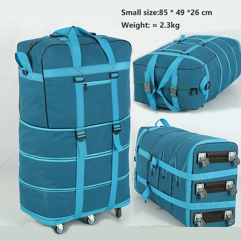 Small sky blue Складной чехол на колесиках 158, авиационная сумка с колесиком, дорожная сумка, большая вместительность, ткань Оксфорд, для путешествий за границу, сумка для багажа - Цвет: Small sky blue
