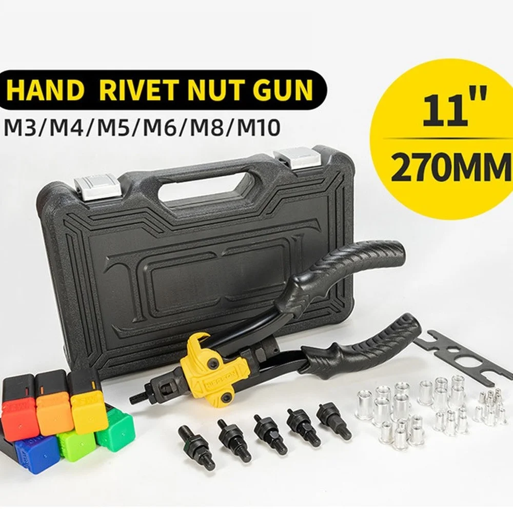Multifunctional Hand Rivet Gun Non-slip Handle For Riveting Nut Tool M3/M4/M5/M6/M8/M10 With Toolbox Lightweight&Labor-saving