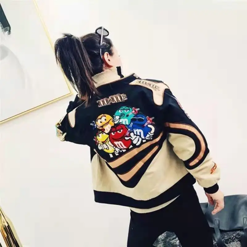 

Baseball 2021 Spring and Autumn Loose Long Sleeve Harajuku Hip-hop Style Short Style Cotton jacket jacket jacket female trend