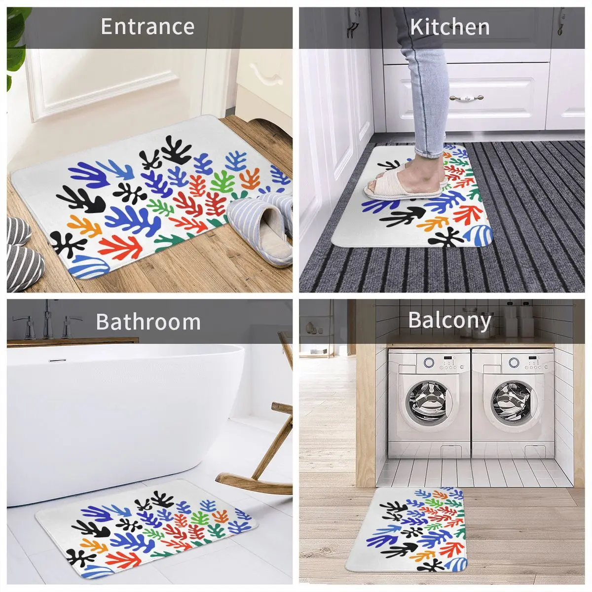 

Door Mat Matisse Floral Pattern Bath Mat Polyester Rug Carpet Anti-slip Sand Scraping Dust Entrance Living Room Home Bathroom
