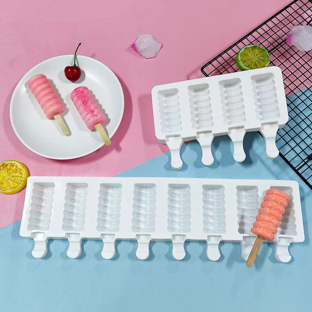 

Ice Cream Popsicle Silicone Molds With Sticks Homemade Freezer Juice 4 Cell Big Size Ice Cube Tray Popsicle Ice Cream Maker