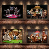 dog playing cards posters bulldog gorilla animal canvas paintings modern prints wall art picture for living room home decoration