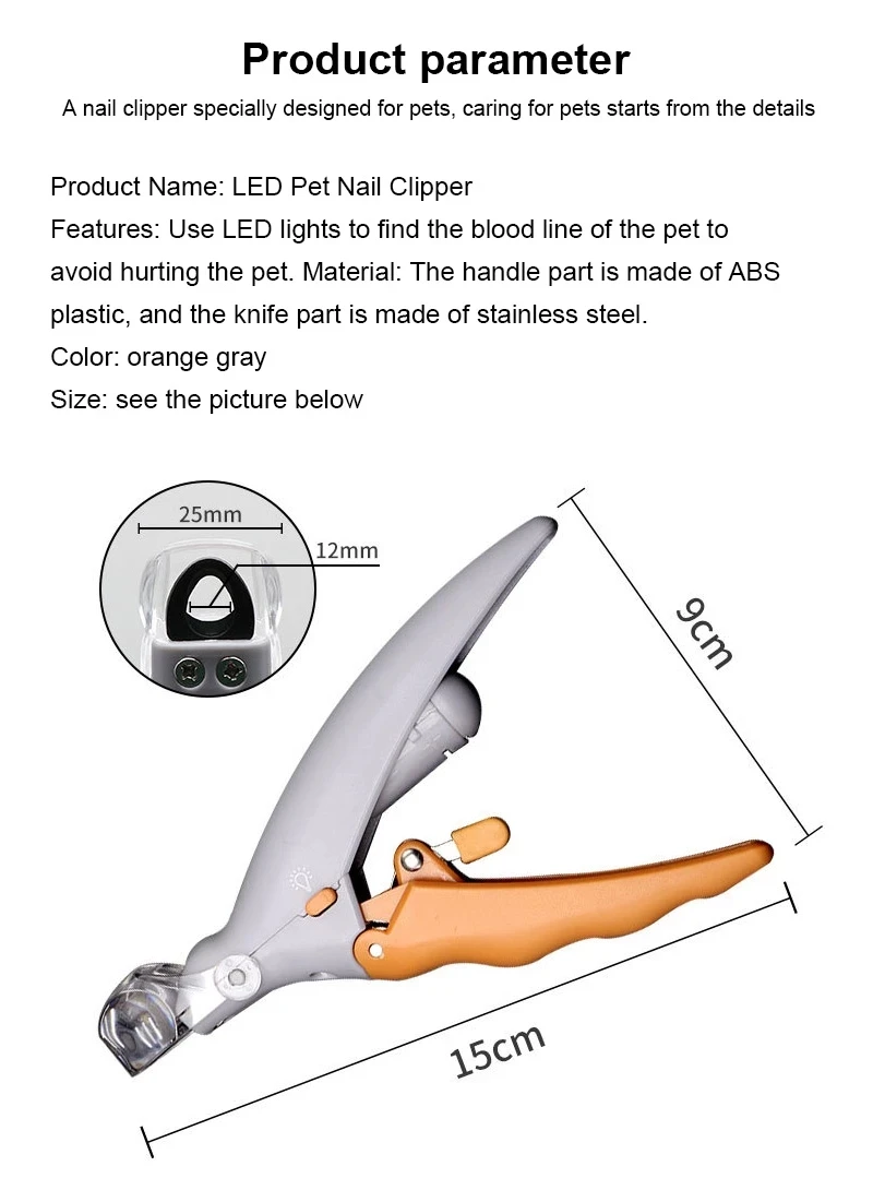 

1pcs Pet Dog Nail Clippers Dog Cat Stainless Steel Labor-Saving Nail Clippers with LED Light Beauty Cleaning Pet Nail Trimmer