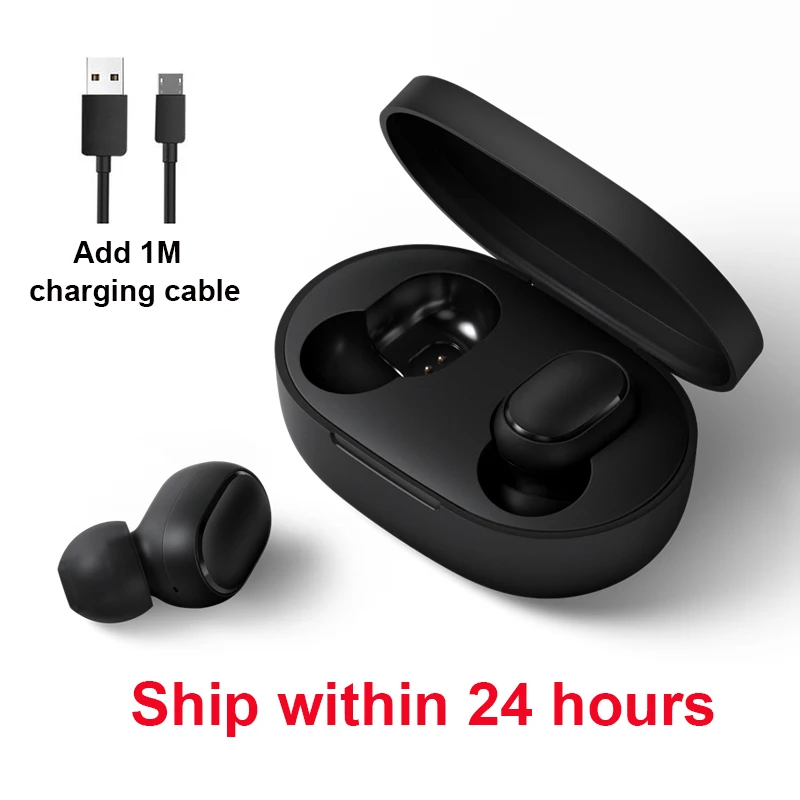 Airdots add cable Xiaomi Redmi Airdots TWS Bluetooth стерео наушники с басами BT 5,0 Eeadphones с микрофоном, наушники с поддержкой AI - Цвет: Airdots add cable