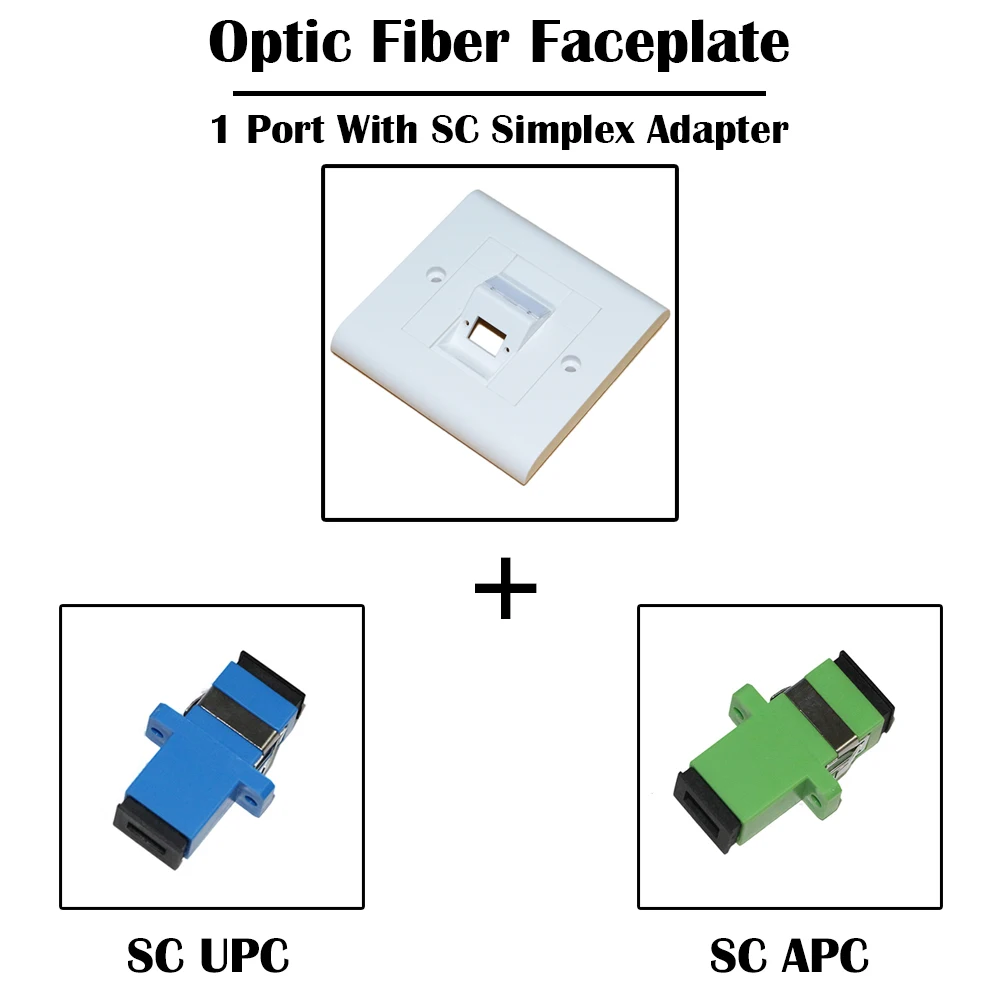 

1 Port SC Simplex Optic Fiber Faceplate with UPC/APC Adapter SM Single Mode Ethernet FTTH FTTD Networking