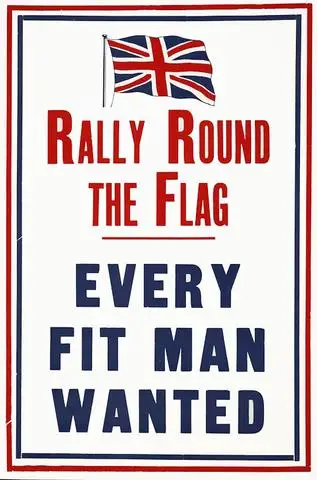 Ралли круглый Флаг Британский союз Джек WWI WW1 пропагандистский постер винтажный