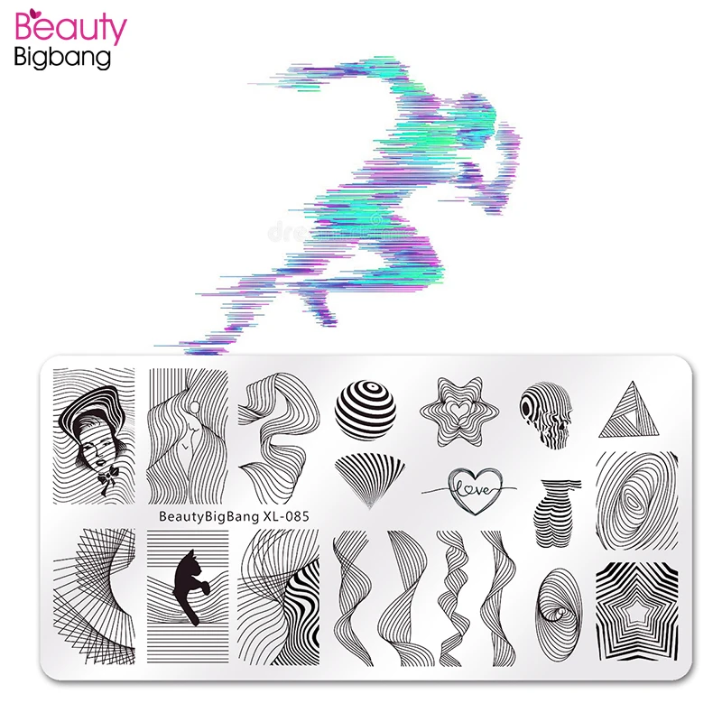 Трафареты Beautybigbang для стемпинга ногтей шаблон из нержавеющей стали с