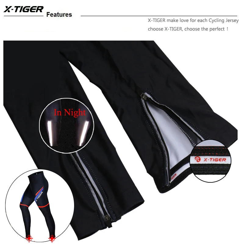 

X-TIGER Winter Thermal Cycling Trousers Bicycle Pants 5D Gel Pad Padded Mtb Bike Tights Ropa Pantalon Ciclismo Invierno