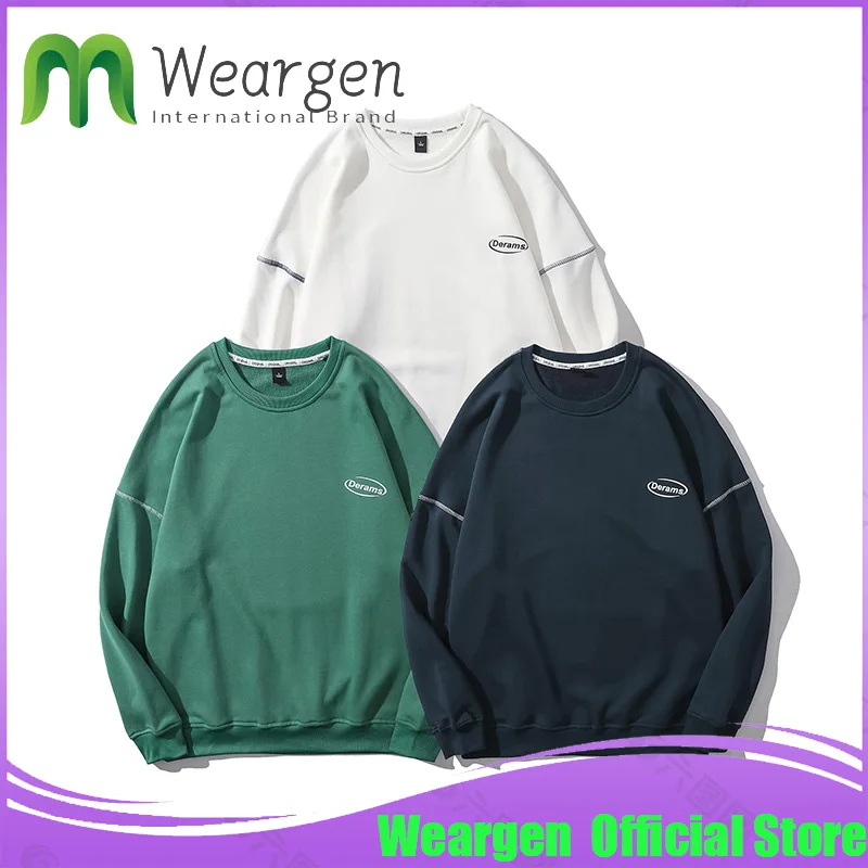 

Свитшот Weargen с длинным рукавом в стиле Харадзюку, Мужская толстовка, мужские топы, Повседневная Толстовка с круглым вырезом, одежда для моло...