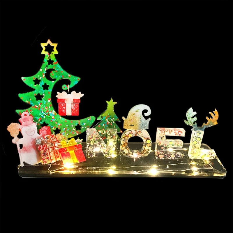 

Christmas Ornaments Epoxy Resin Mold Xmas Earrings Keychain Letters Numbers Decorations Pendant Silicone Mould DIY Craft