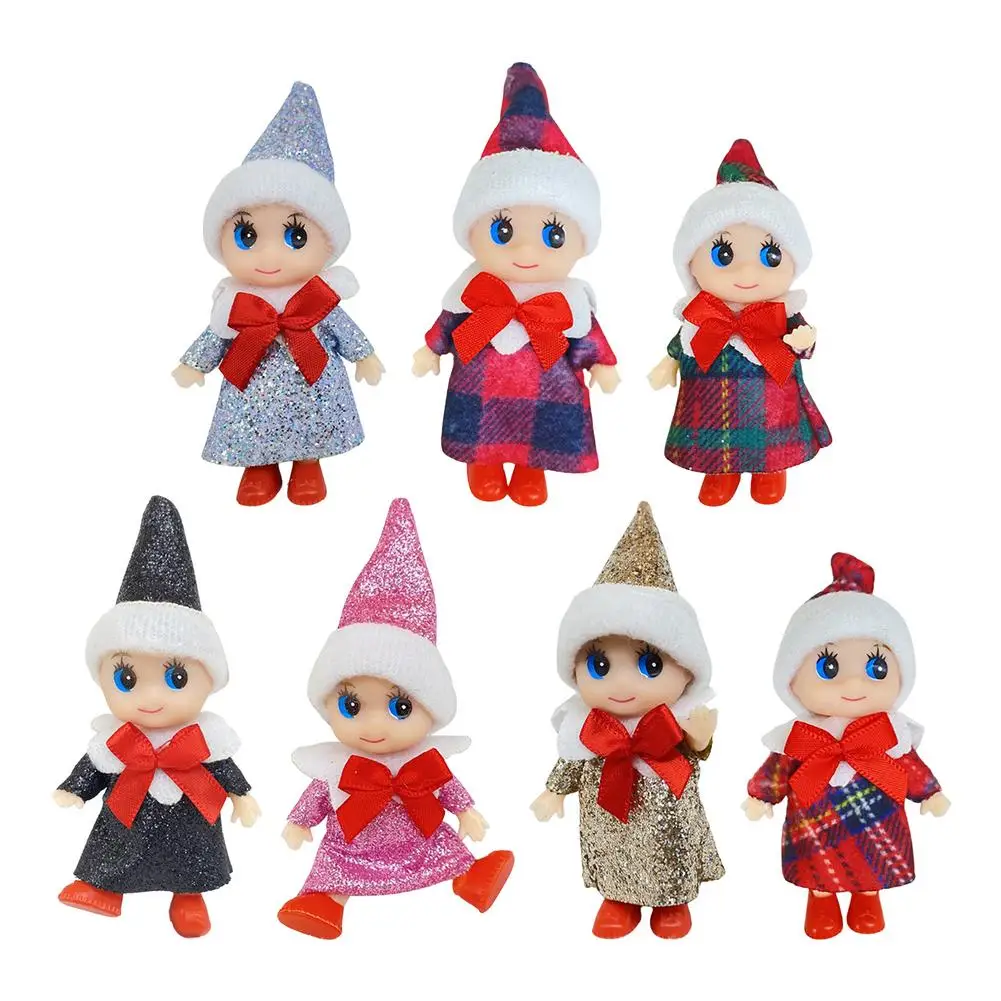 9cm Toddler Baby Elf Dolls with Movable Arms Legs Doll House Accessories Christmas Dolls Baby Elves Toy with Movable Arms Legs