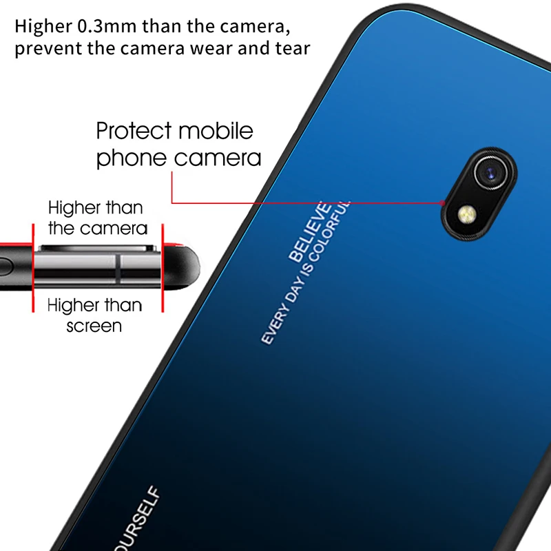 Чехол из закаленного стекла для Xiaomi Redmi 8 чехол с градиентом жесткая задняя крышка
