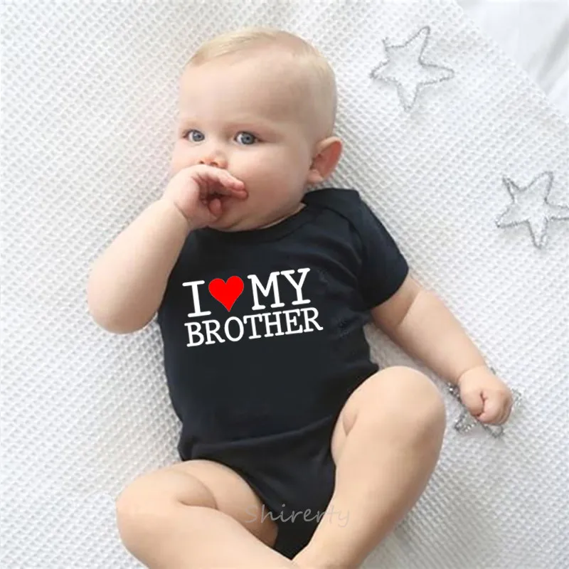 Одежда для близнецов «I Love My Sister Brother», новорожденный короткий рукав, хлопковая одежда для близнецов, летняя одежда для маленьких мальчиков и девочек