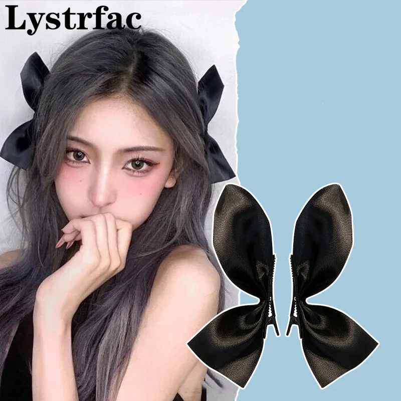 

Lystrfac Korean 2Pcs Bow Hairpin for Women Girls Headdress Bangs Hairclip Hairgrips Cute Back Head Top Clip Hair Accessories