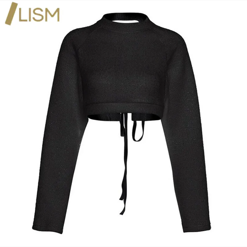 

LISM Harajuku Oversized Solid Long Sleeve Hoodies Criss-Cross Drawstring Women Sweatshirts Women Korean Style Streetwear Tops