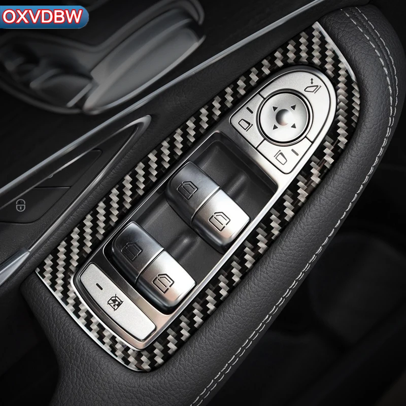 

Для Mercedes C Class W205 GLC автомобильные аксессуары из углеродного волокна автомобильный оконный переключатель декоративная накладка для панели п...