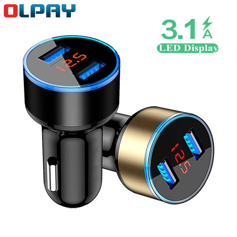 

5V 3.1A Car Charger Digital Display Car Charger Dual USB Metal Fast Charging Car Charging Voltage Display Multi-Function Charger