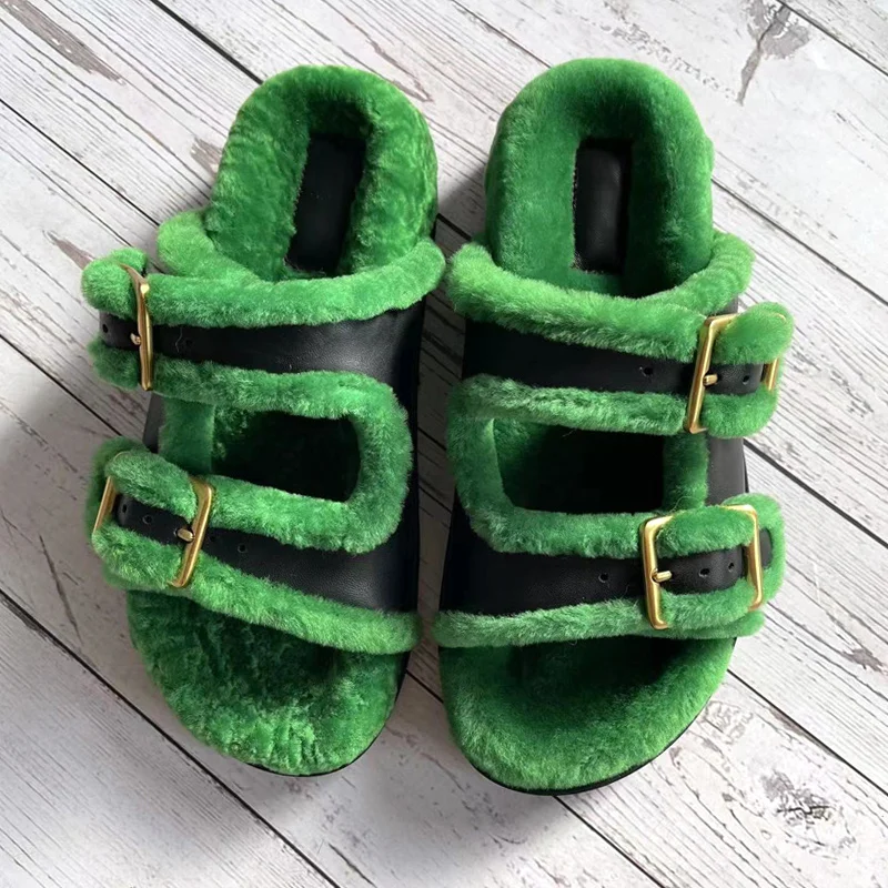 Тапочки на плоской подошве Женская одежда Новинка 2021 года Бархатные