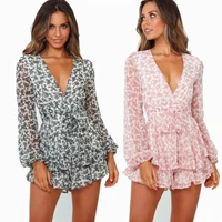 womens long sleeve jumpsuit casual breathable comfortable fashion print sexy deep v neck slim beach playsuit 2021 summer