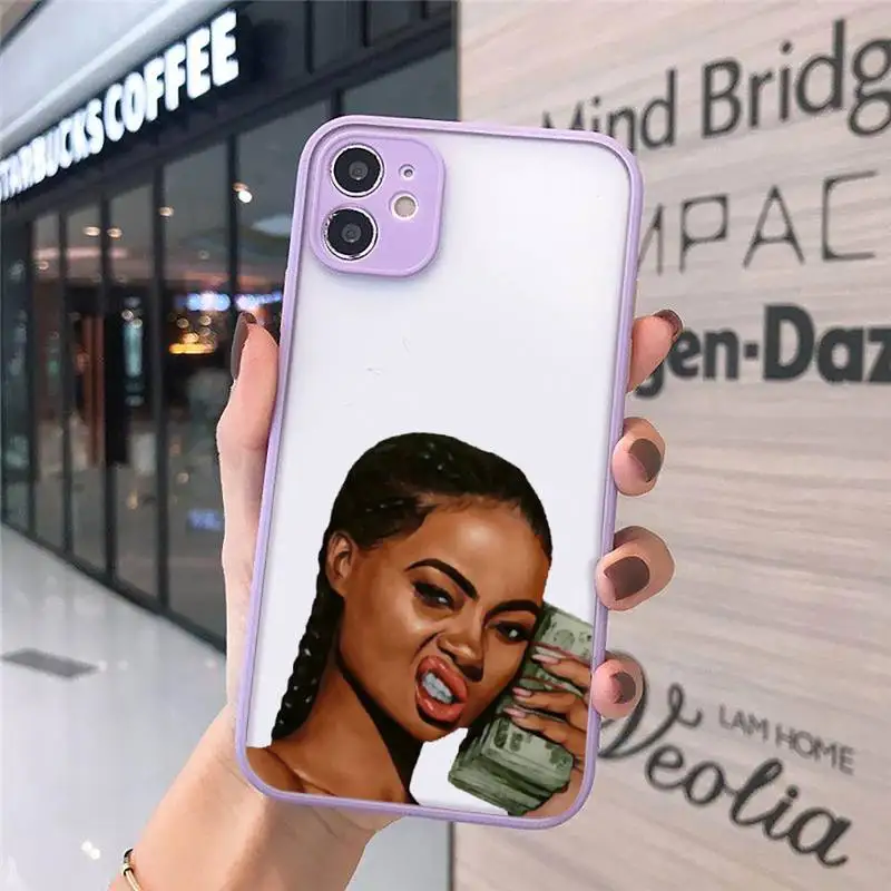 

Black girl woman money Phone Cases matte transparent For iphone 7 8 11 12 plus mini x xs xr pro max cover