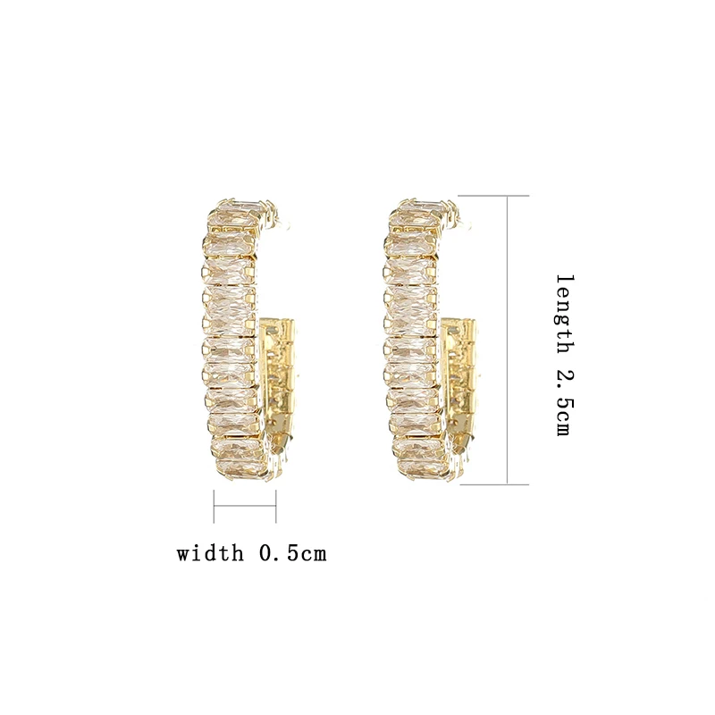 

Korean 14k Real Gold Temperament Round CZ Earring for Women One Row AAA Zircon Stud Earring Wedding Engagement Jewelry Brincos