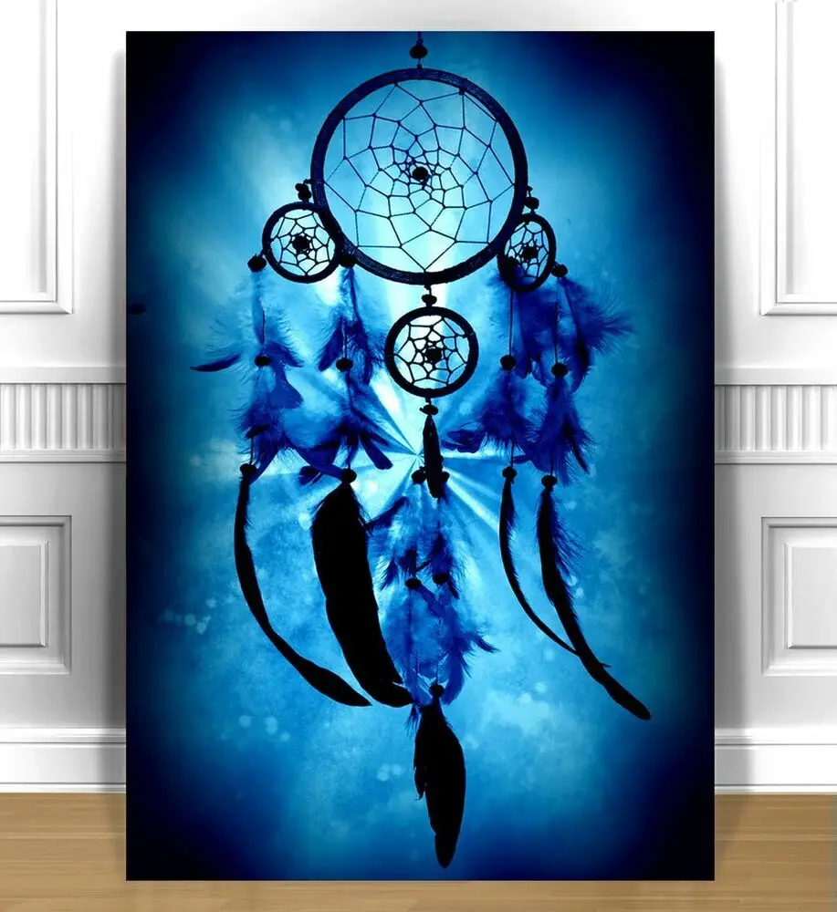 

Красивый Синий Ловец снов, холст, Художественная печать для спальни, офиса, дома, холст, живопись, Настенный декор, современная картина