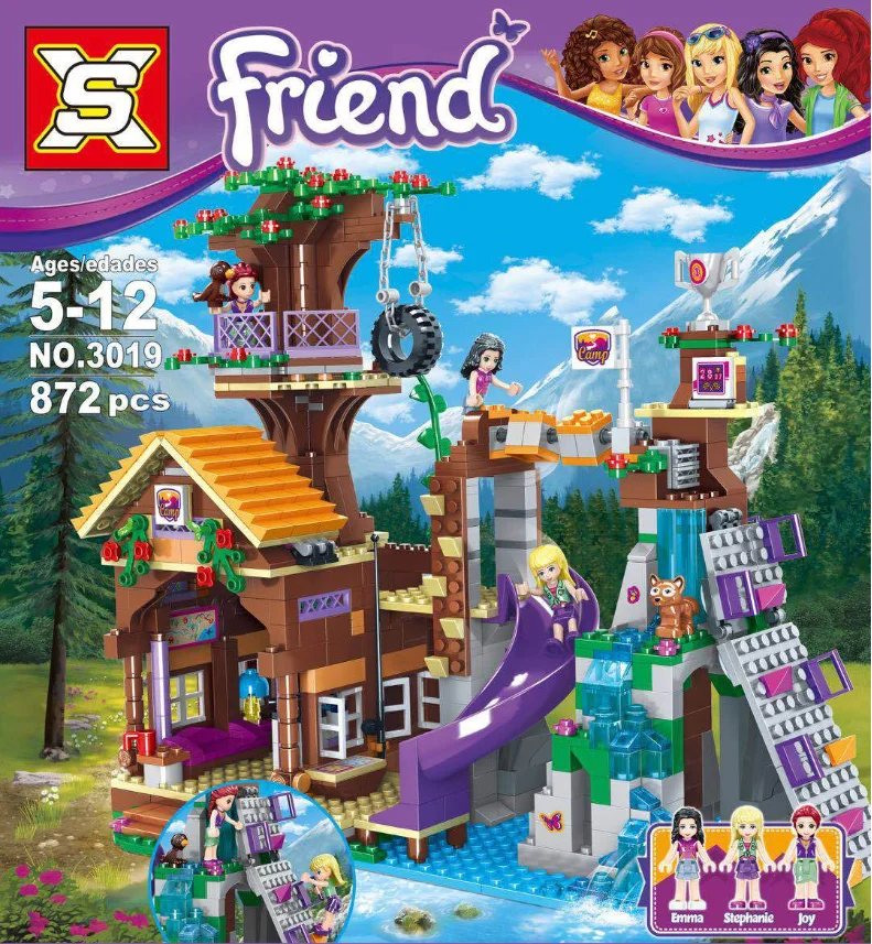 

Kids Building Blocks, 872 Pieces, Adventure Camp Tree House, Emma Mia Figures, Friendship Educational Bricks, Girls Toy