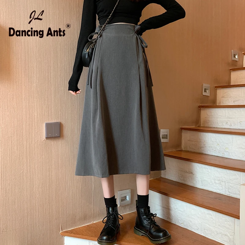 Винтажная трапециевидная юбка OL с эластичной высокой талией новинка Корейская