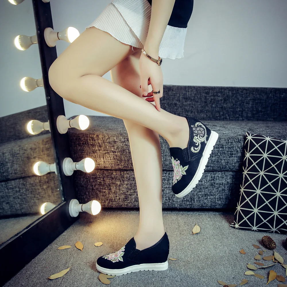 Veowalk Женские повседневные холщовые туфли на платформе со скрытым каблуком с